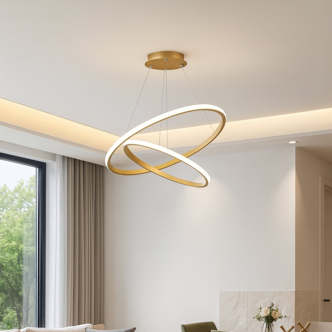 LED Висящ полилей 2 кръга (20+40) 3 цвята | ПЛ-02 ГОЛД