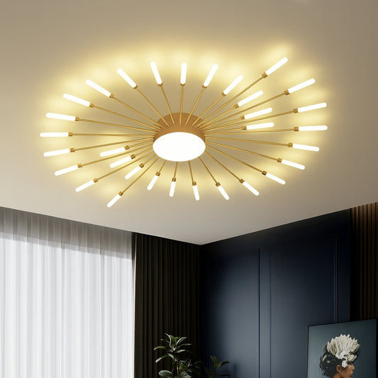 LED Плафон (28+1) крушки, със средна крушка ГОЛД | ПЛ-19 ГОЛД