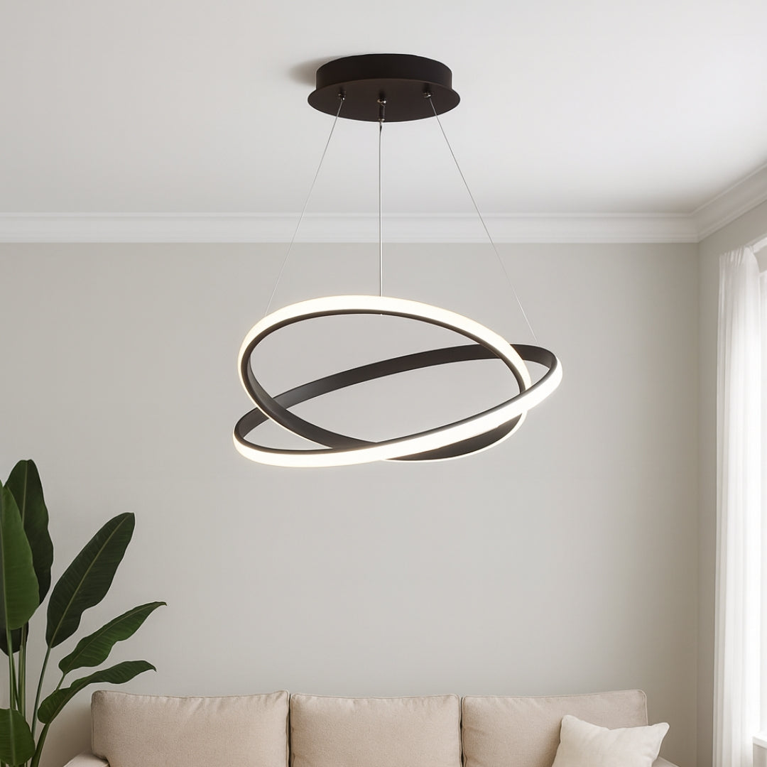 LED Висящ полилей 2 кръга (40+60) 3 цвята ПЛ-02 ЧЕРЕН