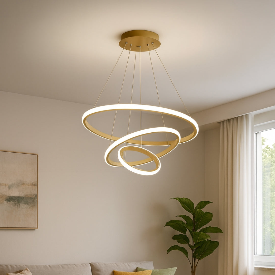 LED Висящ полилей 3 кръга (20+40+60) 3 цвята ГОЛД | ПЛ-3 Голд